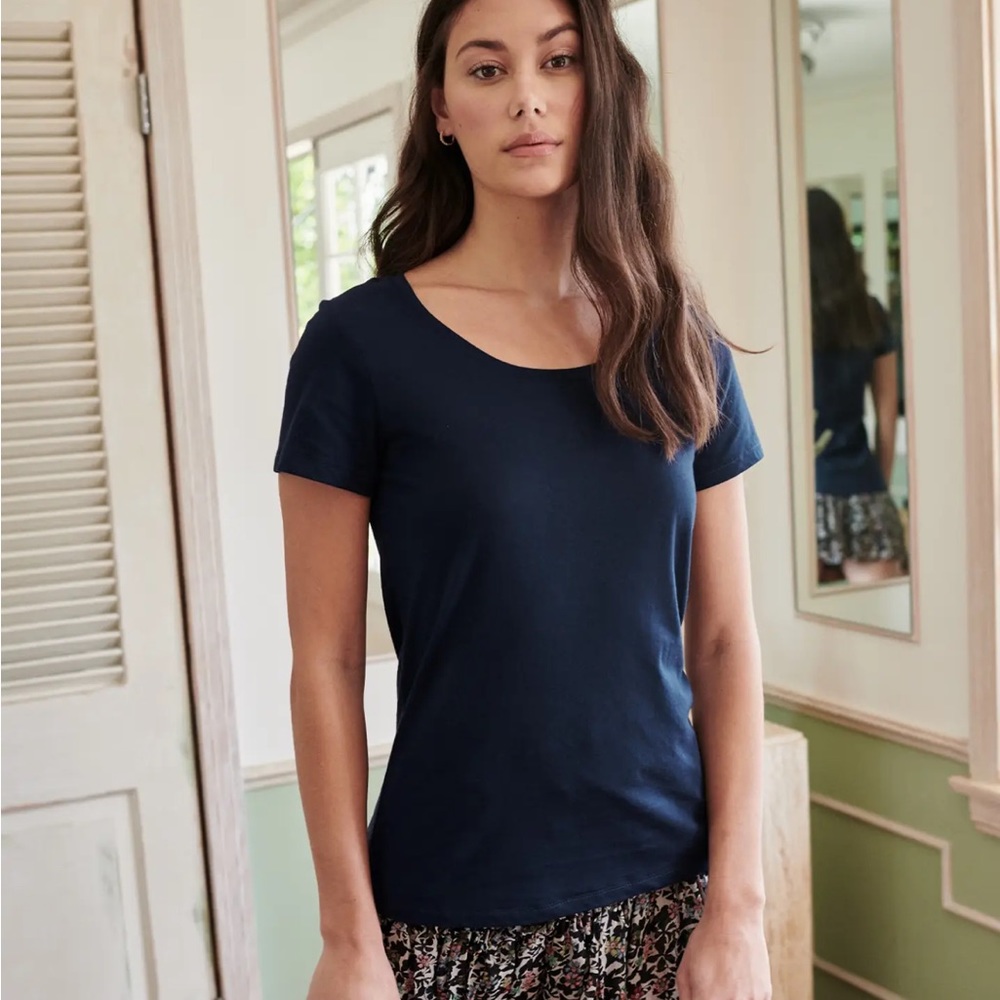 NWT Quince Cotton Modal Crew Neck Tee, medium, navy
